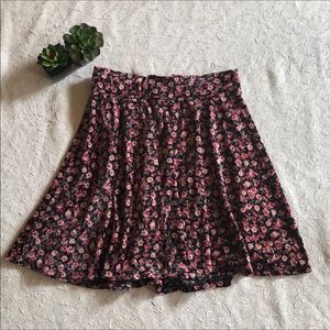 Hollister Super Soft Velvety Floral Skater Skirt S